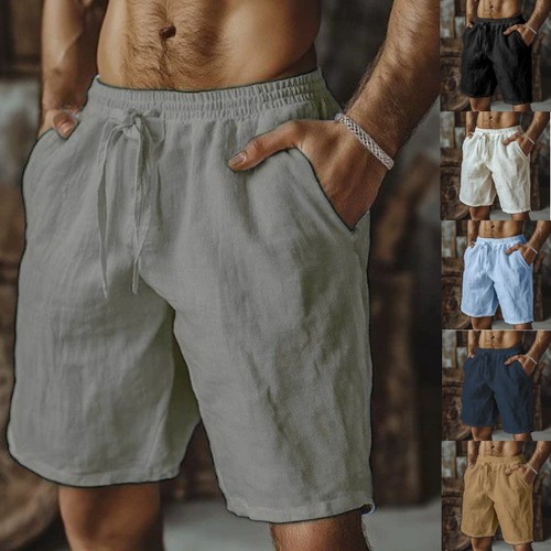 Mens cotton linen shorts - mens,