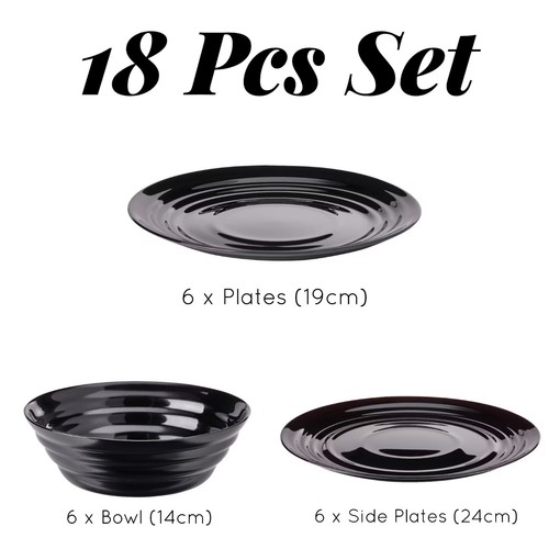 Black dinnerware bowl plates - black,