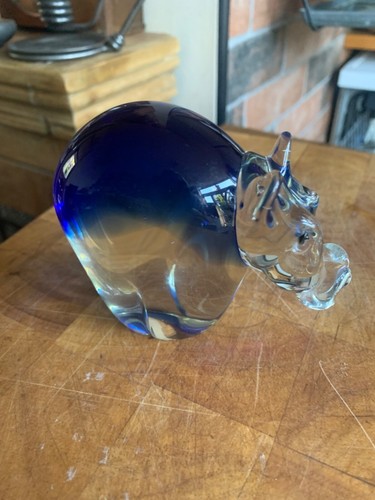 Blue glass hippopotamus - blue, hippopotamus/hippo