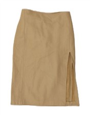 BAYSIDE Womens High Waist Leather Skirt IT 42 Medium W24  Beige Leather LW14