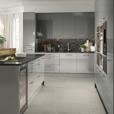 Slab High Gloss Dust Grey Kitchen Doors & Drawer Fronts - Replacement Cupboard