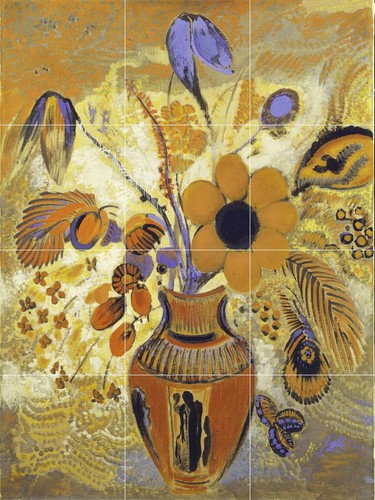 Mosaic ceramic panel vase - ceramic, of