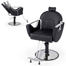 COSTWAY Barber Chair Reclining Salon Chair 360°Swivel Hair Styling Chair-Black