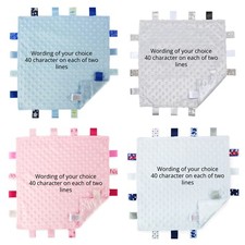  Personalised Baby Taggy Blanket Comforter Silky Soft Perfect Baby Gift 5 Colour