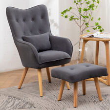 Upholstered Velvet Button Armchair Wingback Cocktail Chair Seat Lounge And Stool