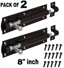 2 PCS 8" inch Tower Bolt Lock Garden Gate, Door Latch, Shed Door, With 12 Screw