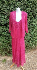 BNWT Ann Balon Italian Lace Evening  Dress Long Jacket Bright Pink Large 16-18