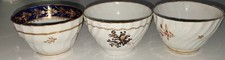 3 18th Century Worcester English Porcelain Tea Bowls 