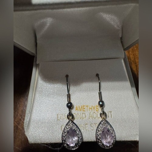 Amethyst earrings with diamond - with,