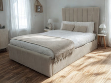 NEW OTTOMAN STORAGE PANEL PLUSH VELVET UPHOLSTERED BED FRAME DOUBLE KING SIZE