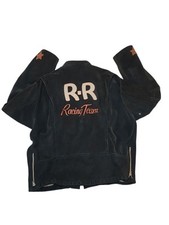 Diesel Vintage Black Suede Racing Motorcycle Jacket Mens Size XL RARE