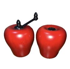 Vintage Cooks Club Wooden Apple Salt Shaker and Pepper Grinder, Red