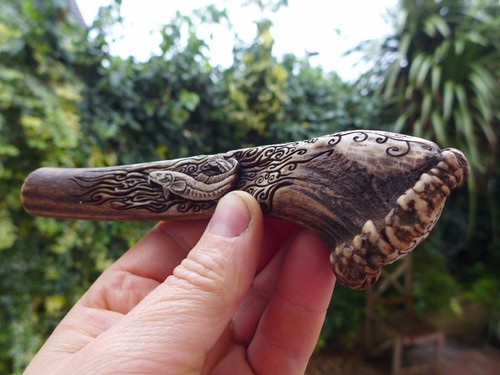Antler deer real handle fish