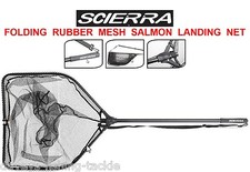 NEW SCIERRA LARGE SALMON FOLDING RUBBER MESH LANDING NET TROUT PIKE PERCH BARBEL