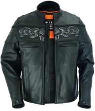 Men Motorcycle Cafe Racer Leather Jacket Skull Design Leather Jacket | Trendy