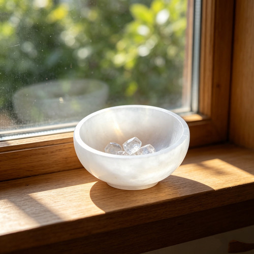 Natural selenite bowl - selenite,