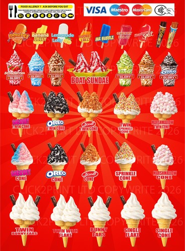 Soft serve ice cream menu - serve, sign