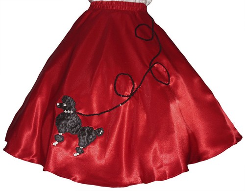 Red satin poodle skirt - satin, 50's