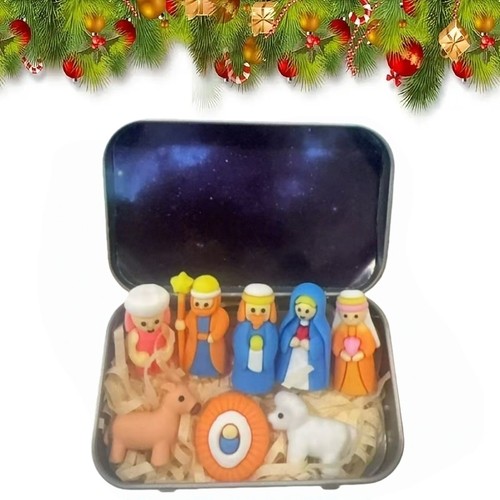 Mini christmas nativity set - set, in