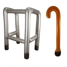 INFLATABLE ZIMMER FRAME & WALKING STICK FUNNY JOKE BIRTHDAY GIFT FOR OLD PEOPLE