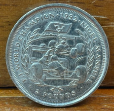 Rare 1993 IOM Isle of Man Nigel Mansell F1 World Champion Two Pound Coin SU984