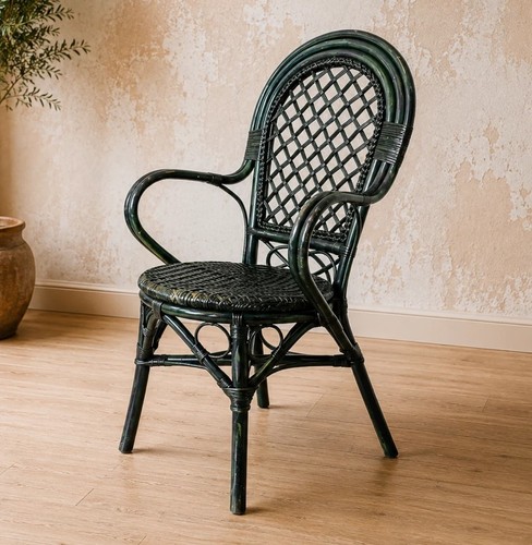 Vintage rattan cane armchair - vintage,