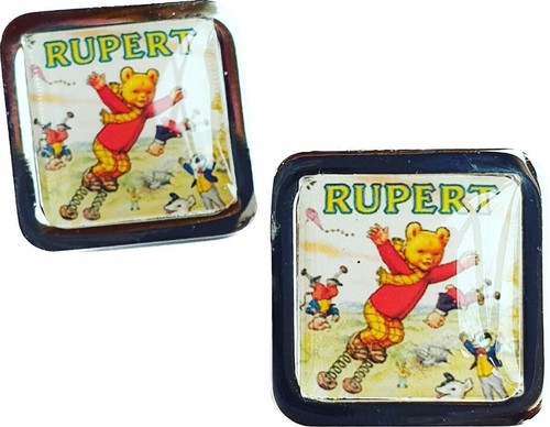 Handmade rupert bear - bear, cufflinks