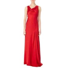 Amanda Wakeley Draped Red Satin Maxi Dress Cowl Long Occasion Wedding Guest 8