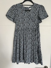 M&S Girls Blue Leopard Print Dress 10-11 Years Casual Party Outfit –Lightly Used