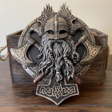 Viking Berserker Dual Axe Resin Plaque Wall Hanging Home Room Art Ornaments New
