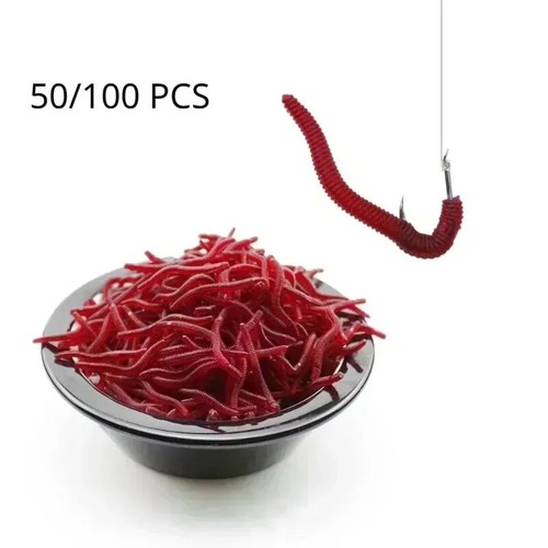 100 red earthworm - red, soft