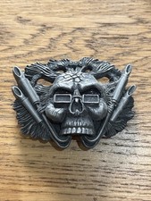 Biker Skull Speed Freak Belt Buckle metal Exhaust Tanside 2007 USA Chain