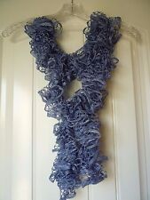 Handmade Crocheted Fashion Ruffle Scarf - Solid Periwinkle Metallic