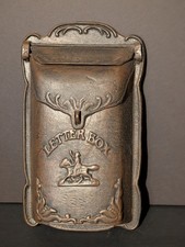 Cast Iron Mailbox Letterbox Wall Mount with Horse Mail Carrier - Heavy