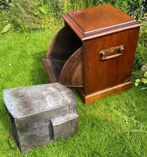 Antique mahogany coal box - antique,