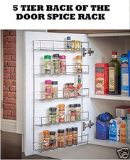 Spice Herb Jar Rack 5 Tier Holder Kitchen Stand Door Cupboard Wall Storage Unit