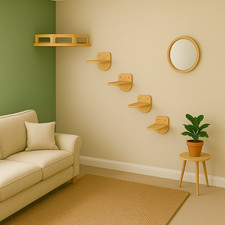 Cat Climbing Wall Set – Wall Mounted Cat Shelves, Bed & Steps