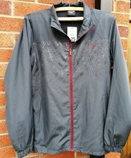 NEW Umbro Men's M Navy Tracksuit Jacket with Print Red Zip Webbed Lining Sports