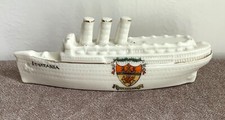 Crested china model of  the ship Lusitania with Portcawl crest.