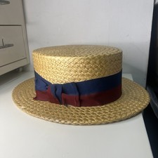 Vintage Straw Boater Hat Made
