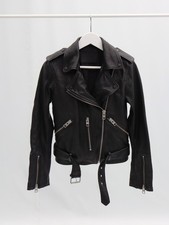 All Saints Balfern Leather Jacket Biker Soft Shell Black Size 8