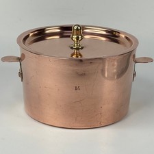 VINTAGE FRENCH TRADITIONAL KITCHEN SMALL ROUND COPPER COOKING POT WITH LID