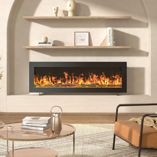 Led fireplace media wall fire - wall,
