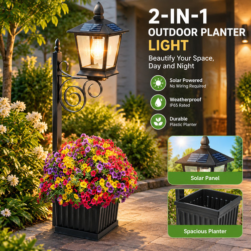 Outdoor solar lamp post - solar,