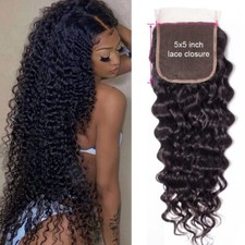5"x5" Peruvian 8A Virgin Remy Human Hair Unprocessed Kinky Curly Lace Closure
