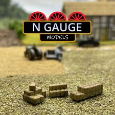 PAINTED - N Scale Gauge Vintage Mini Square Straw / Hay Bales  'Set'  (Farm)