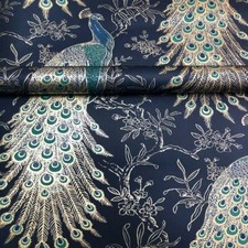 Rasch Portfolio Peacock Wallpaper Metallic Gold Exotic Birds Navy Blue 282992