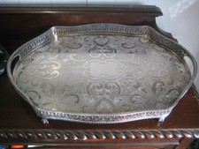 19" Long Sheffield Silver Plated  Serving Tray With 4 Ball & Claw Feet