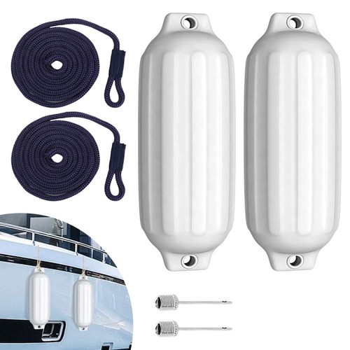 2pcs white boat fenders - white,