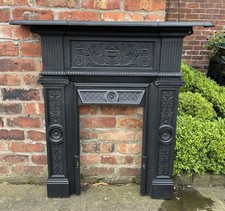 Flat2wall Beautiful living roomLarger Victorian Antique Cast Iron Fireplace #9